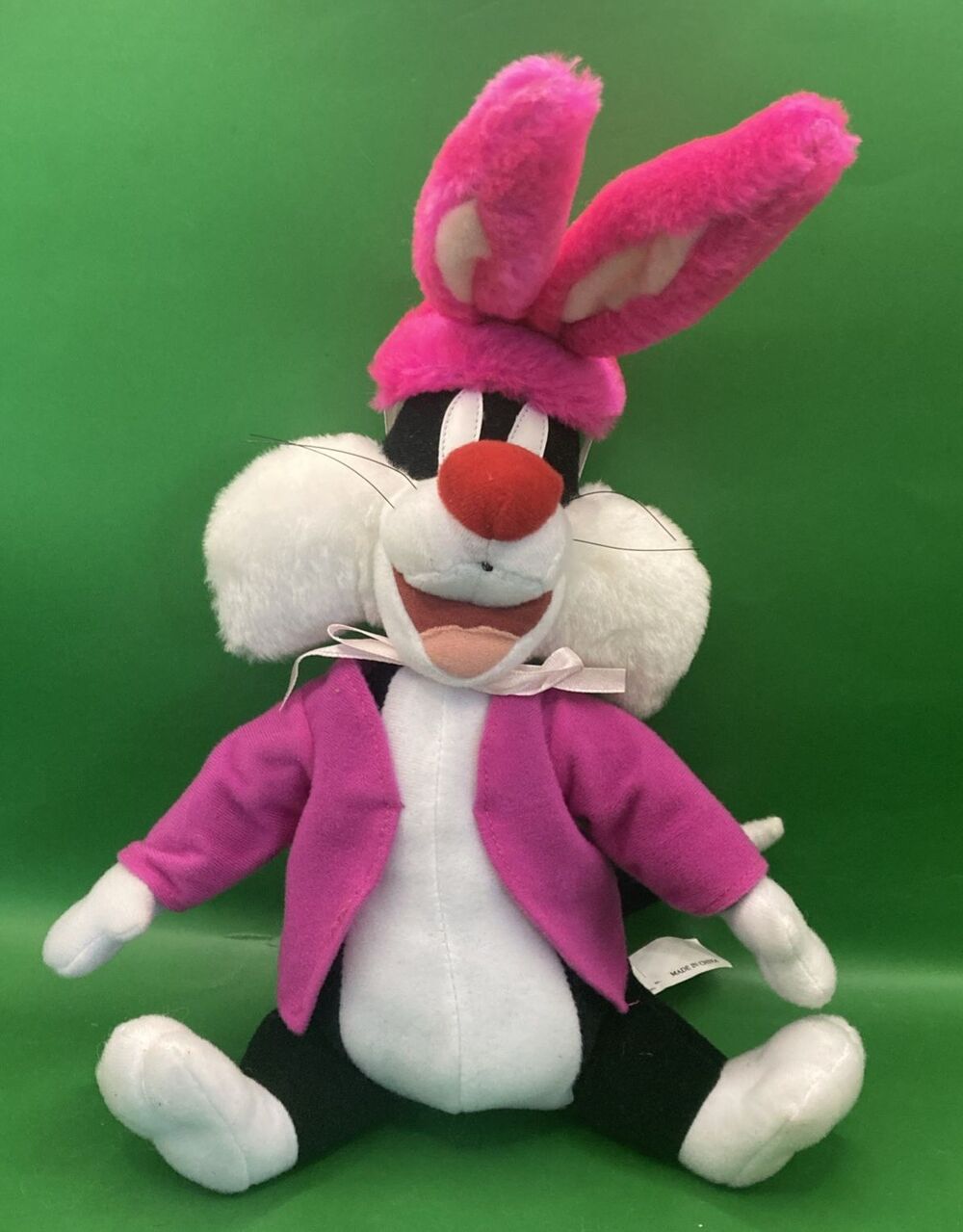 Looney Tunes Ace Stuffed Sylvester Plush Bright Neon Pink Bunny Ears Jacket 1999